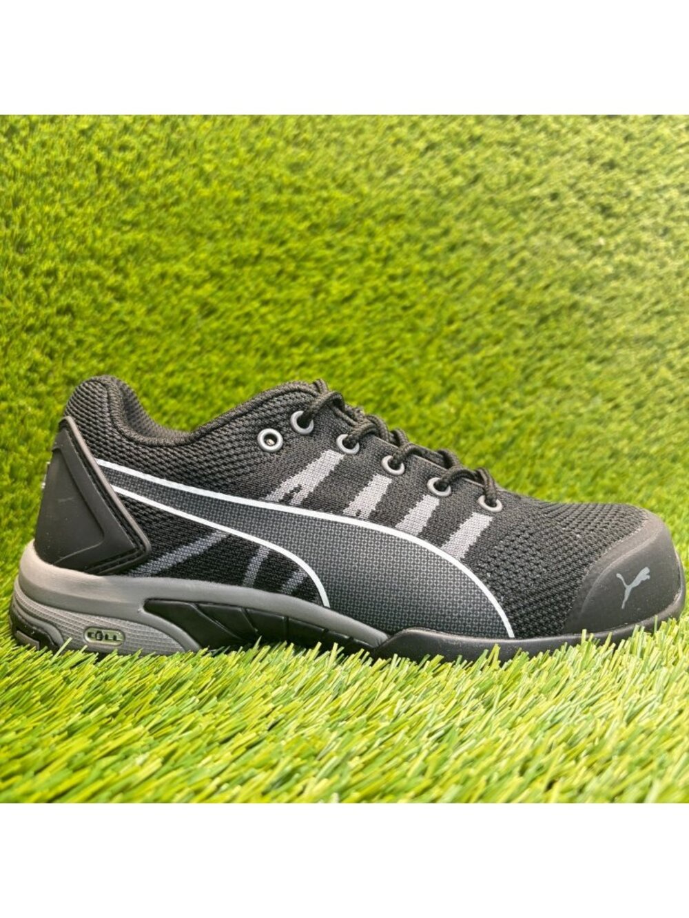 Puma Celerity Knit SD Womens Size 7 Black Gray Steel Toe Safety Working Shoes